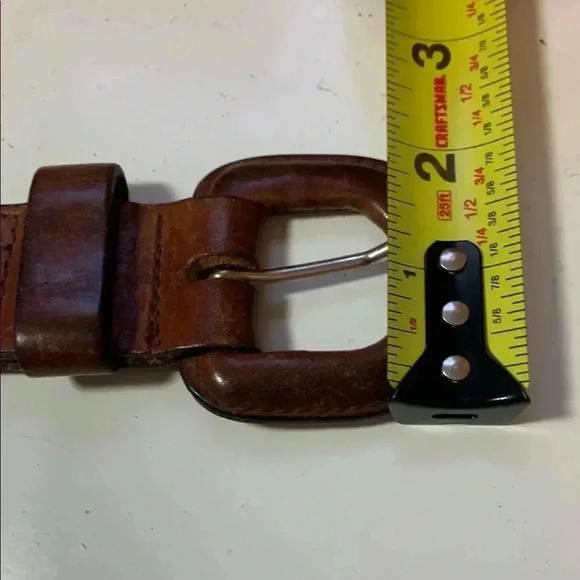 Vintage Dalmy’s Brown Embossed Thick, Rich Leather Belt and  Buckle Size XS - Picture 6 of 11